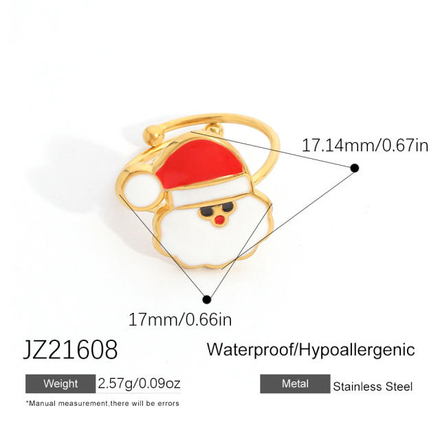 18KG color enemale stianless steel christmas rings