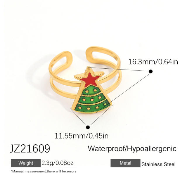 18KG color enemale stianless steel christmas rings