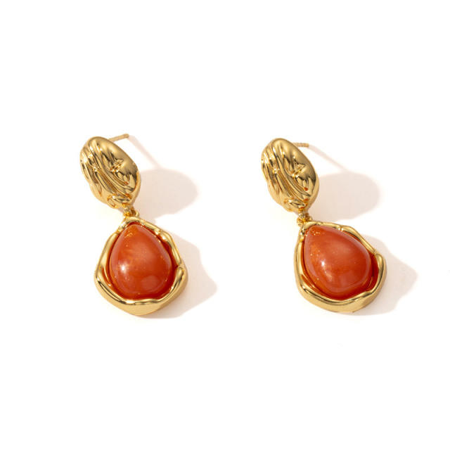 18KG vintage drop acrylic stainless steel earrings