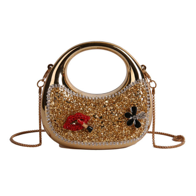 Mini Acrylic Bag Fashion Sequin Personalized One-Shoulder Crescent Bag Women's Chain Dinner Bag