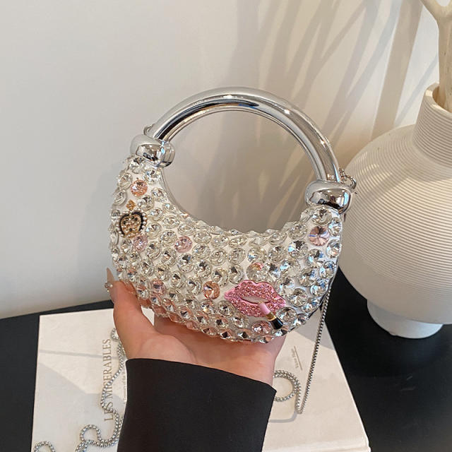 Mini Acrylic Bag Fashion Sequin Personalized One-Shoulder Crescent Bag Women's Chain Dinner Bag