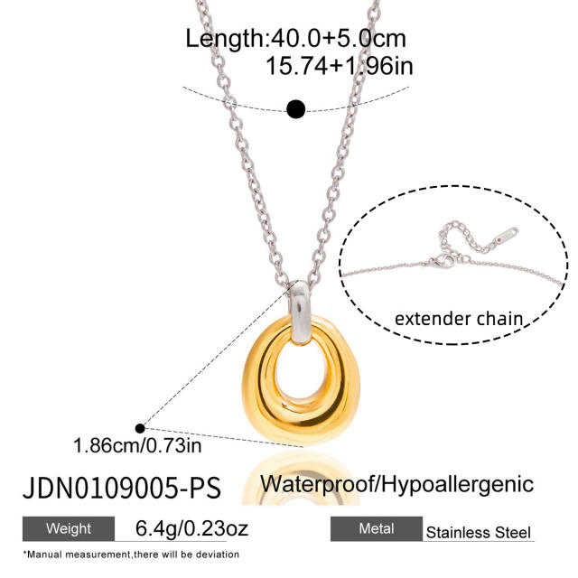 Winter mix color geometric circle pendant stainless steel necklace