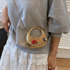 Mini Acrylic Bag Fashion Sequin Personalized One-Shoulder Crescent Bag Women's Chain Dinner Bag
