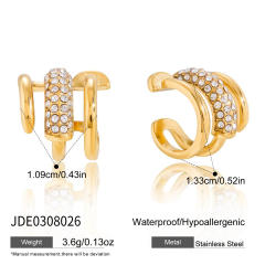 Deicate diamond stainless steel ear cuff earrings