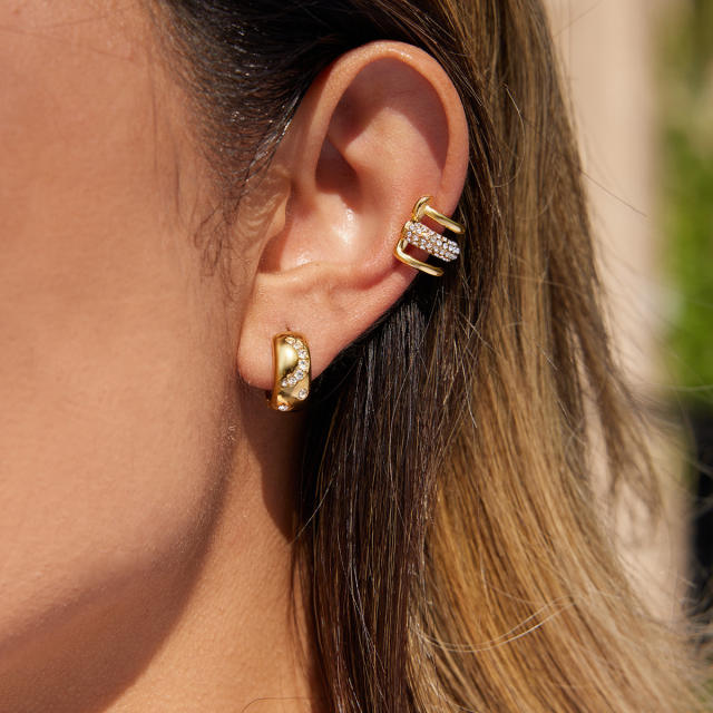 Deicate diamond stainless steel ear cuff earrings