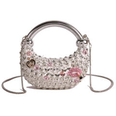 Mini Acrylic Bag Fashion Sequin Personalized One-Shoulder Crescent Bag Women's Chain Dinner Bag