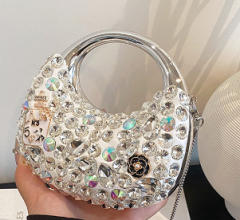 Mini Acrylic Bag Fashion Sequin Personalized One-Shoulder Crescent Bag Women's Chain Dinner Bag