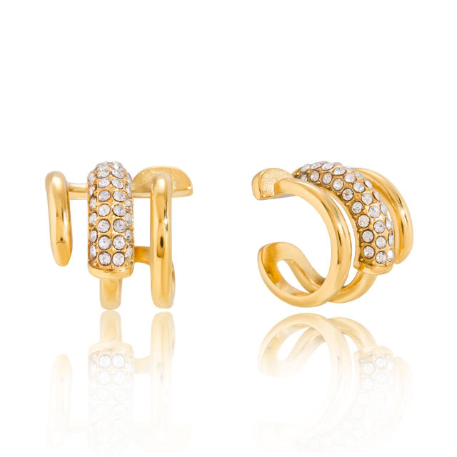 Deicate diamond stainless steel ear cuff earrings