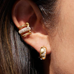 Deicate diamond stainless steel ear cuff earrings