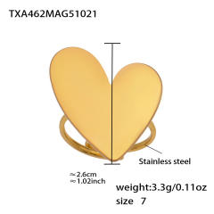 18KG gold heart stainless stee long necklace earrings rings set