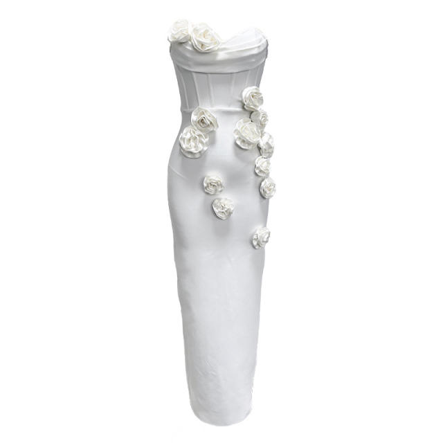 White tube top flower personality fashion bandage dress night clothes bandagedresses