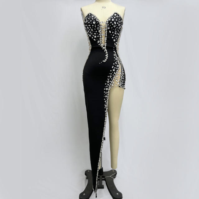 Heavy industry hand-stitched diamond dress bandage dress evening clothes bandage dresses