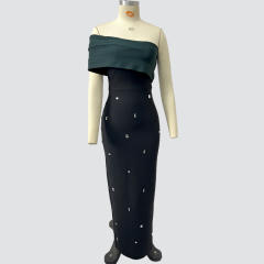 Elegant color matching rhinestone bandage dresses
