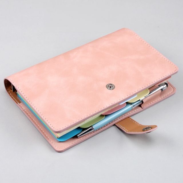 A6 fresh Japanese Hand Book simple buckle cash budget loose-leaf notebook portable notebook with pen holder