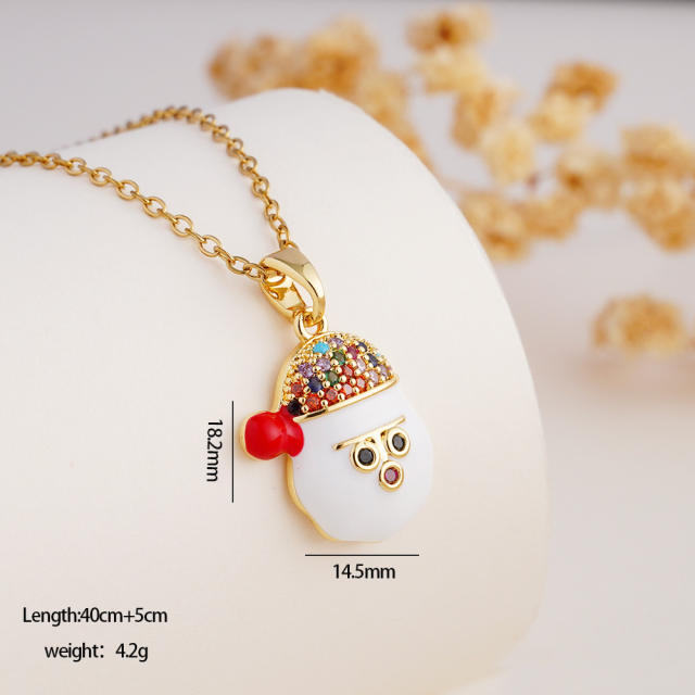 Hot sale color enamel christmas pendant stainless steel chain necklace