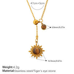 Dainty whale sun pendant stainless steel necklace
