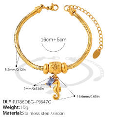 DIY moon star charm snake chain stainless steel bracelet