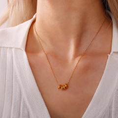 Dainty whale sun pendant stainless steel necklace