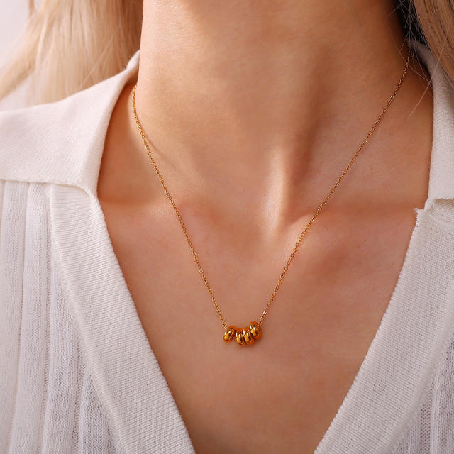 Dainty whale sun pendant stainless steel necklace
