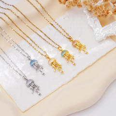Creative color enamel jellyfish pendant stainless steel chain necklace