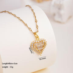 Hiphop diamond star heart pendant stainless steel chain necklace