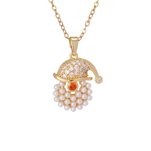 Hot sale color enamel christmas pendant stainless steel chain necklace