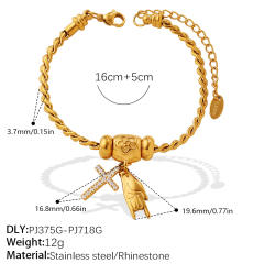 DIY moon star charm snake chain stainless steel bracelet