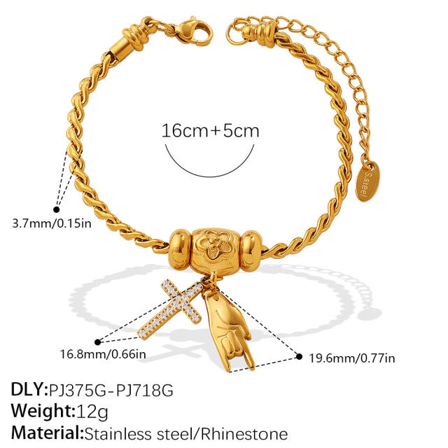 DIY moon star charm snake chain stainless steel bracelet