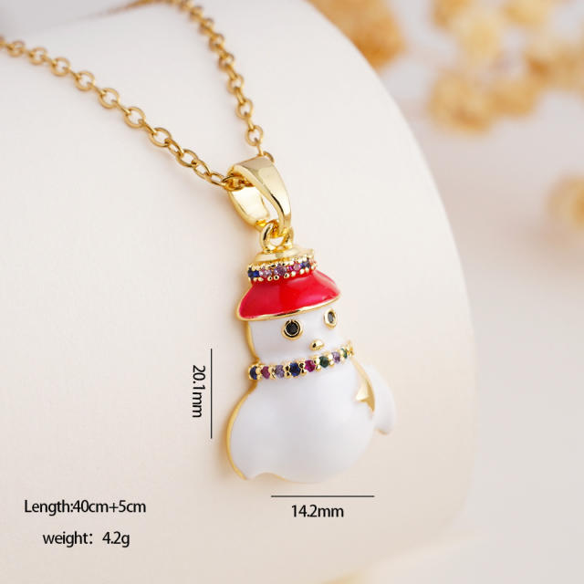 Hot sale color enamel christmas pendant stainless steel chain necklace