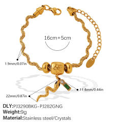 DIY moon star charm snake chain stainless steel bracelet