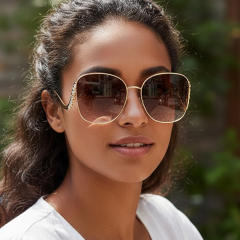 Big metal square frame sunglasses