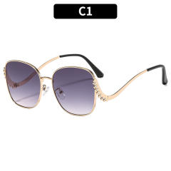 Big metal square frame sunglasses