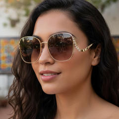 Big metal square frame sunglasses