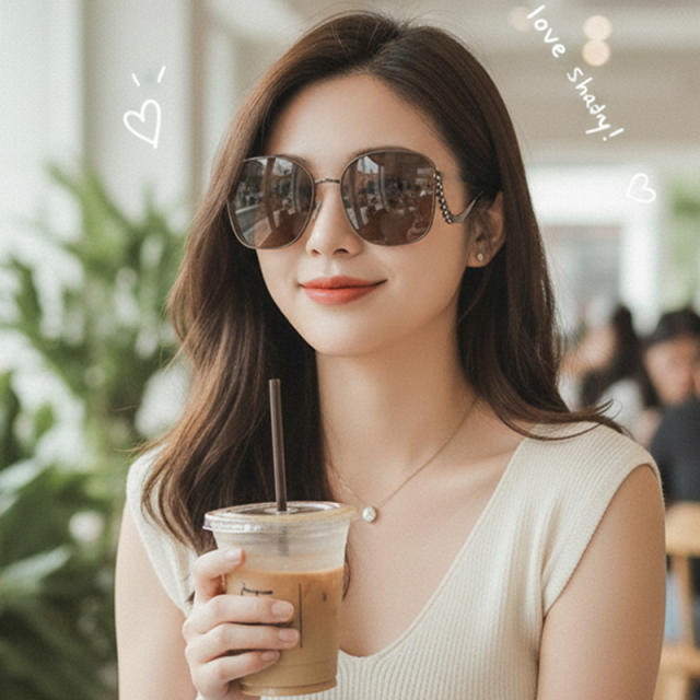 Big metal square frame sunglasses
