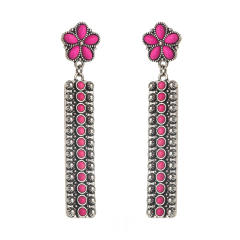 Inlaid Turquoise Long Pendant Earrings Retro Western Ethnic Style Earrings