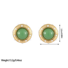 Vintage Crystal Diamond Pearl Round Earrings stainless steel earrings