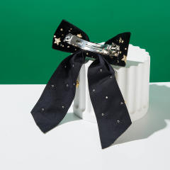 New year christmas gold shiny star bow hair clips french barrette hair clips