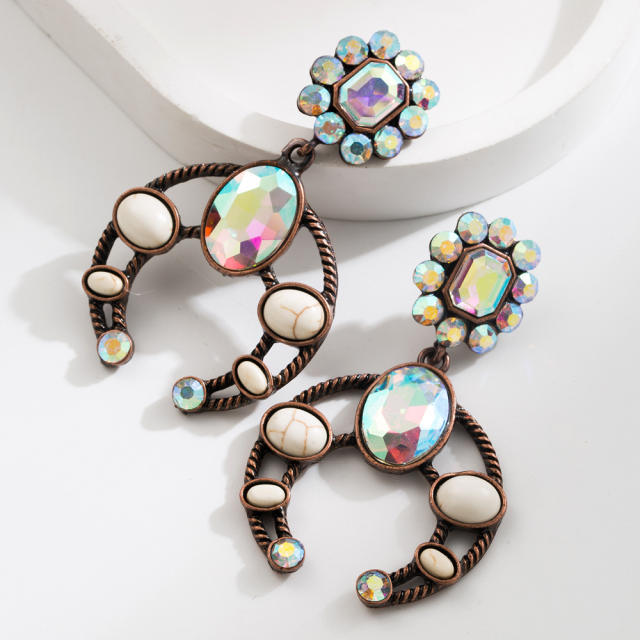 Ethnic Style Earrings for Women Geometric Drop-Shaped Turquoise Earrings Bohemian Holiday Style Earrings