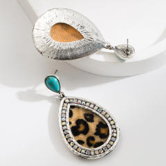 Bohemian Turquoise Leopard Pendant Earrings Ethnic Long Earrings