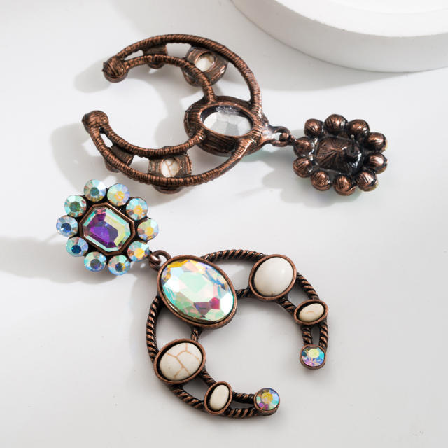 Ethnic Style Earrings for Women Geometric Drop-Shaped Turquoise Earrings Bohemian Holiday Style Earrings
