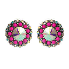Hot sale western style vintage glass crystal statement studs earrings