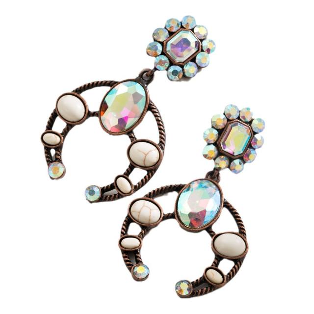Ethnic Style Earrings for Women Geometric Drop-Shaped Turquoise Earrings Bohemian Holiday Style Earrings