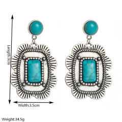 Exaggerated Turquoise Earrings Geometric Star Lightning Shape Earrings