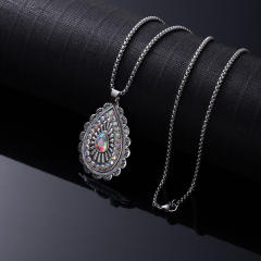 Natural Turquoise Necklace for Women vintage alloy pendant necklace