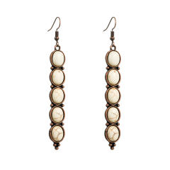 Alloy inlaid white turquoise retro temperament earrings