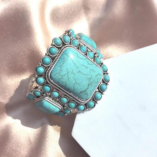 Hot-Selling Ethnic Style Bohemian Bracelet Turquoise Bracelet Personalized Retro Western Cowboy Exaggerated bangle
