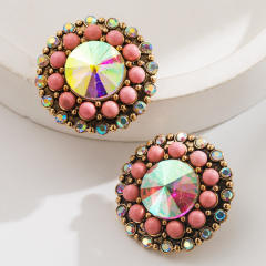 Hot sale western style vintage glass crystal statement studs earrings