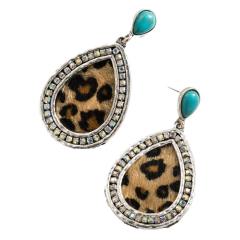 Bohemian Turquoise Leopard Pendant Earrings Ethnic Long Earrings