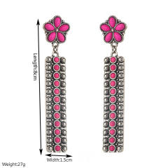 Inlaid Turquoise Long Pendant Earrings Retro Western Ethnic Style Earrings
