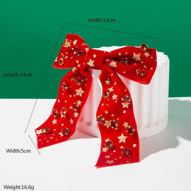 New year christmas gold shiny star bow hair clips french barrette hair clips